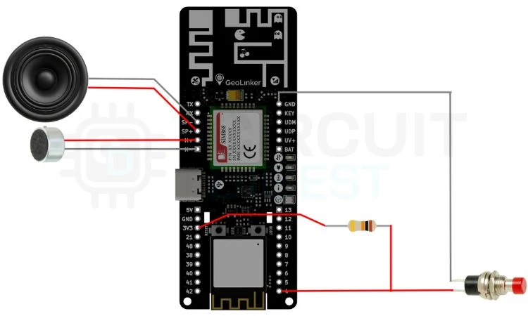 Schéma de circuit Dispositif d'appel GSM ESP32 Schéma de circuit Dispositif d'appel GSM ESP32