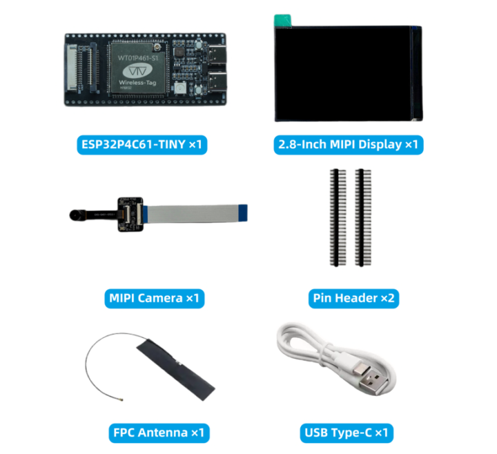 Étiquette sans fil ESP32P4C61 TINY Contenu de l'emballage Étiquette sans fil ESP32P4C61 TINY Contenu de l'emballage