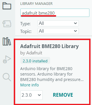 ESP32 Web BLE : visualisation des données du capteur en direct (graphiques BME280) 3 Installation de la bibliothèque de capteurs Adafruit BME280 Arduino IDE