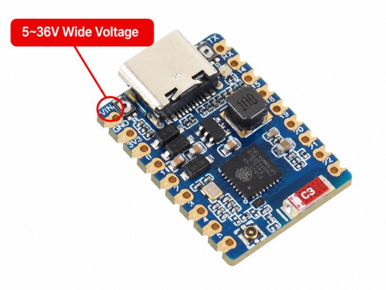 Waveshare ESP32-C6-Zero-B : carte USB-C polyvalente pour applications industrielles 1 ESP32-C6 board 5-36V wide supply voltage