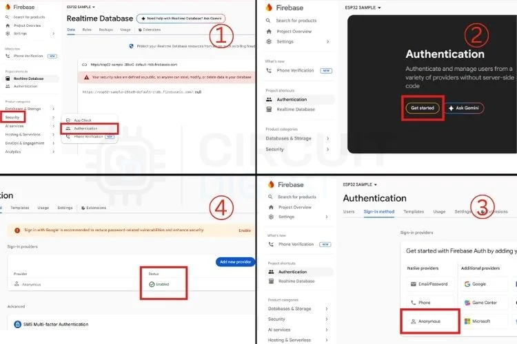 Activation de l'authentification anonyme dans Firebase pour ESP32