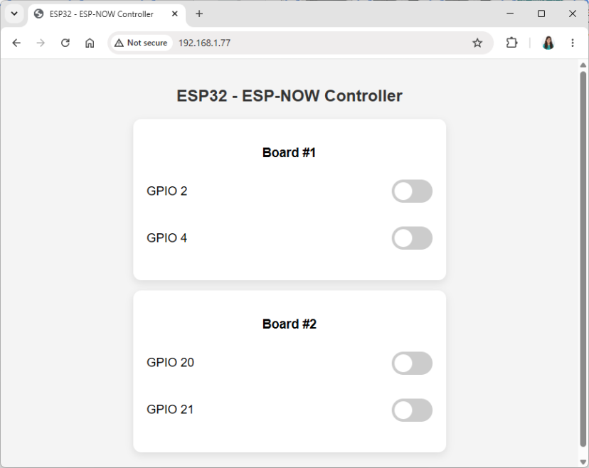 Serveur Web ESP32 ESP-NOW : contrôlez plusieurs cartes ESP32 15 ESP32 ESP-NOW Web Server contrôle plusieurs cartes