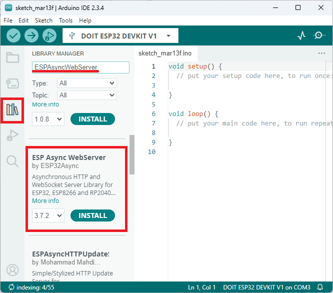 Serveur Web ESP32 ESP-NOW : contrôlez plusieurs cartes ESP32 7 Installation de l'IDE Arduino ESPAsyncWebServer ESP32