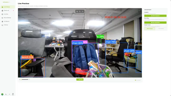 Interface utilisateur Web de reCamera Pro Interface utilisateur Web de reCamera Pro
