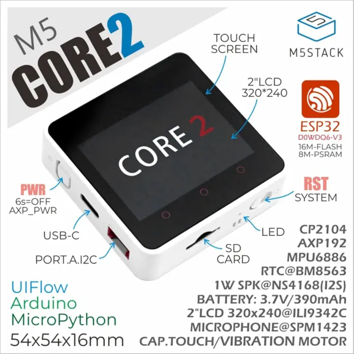 Contrôleur IoT M5Stack Core2 Contrôleur IoT M5Stack Core2