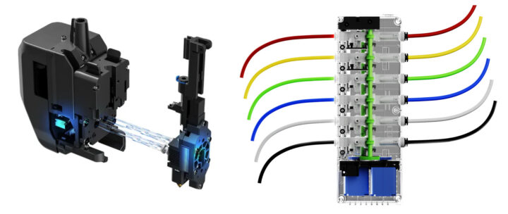 Échange de tête d'outil 5 s et système de filament automatique à 6 canaux Échange de tête d'outil 5 s et système de filament automatique à 6 canaux