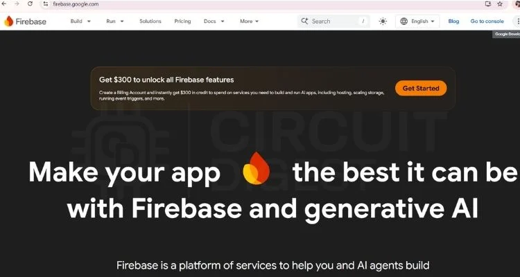 Écran de bienvenue de la console Firebase pour créer un nouveau projet Firebase ESP32