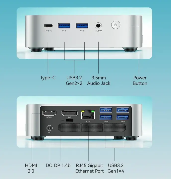Ports mini PC ACEMAGIAN Kron K1 Ryzen R2544