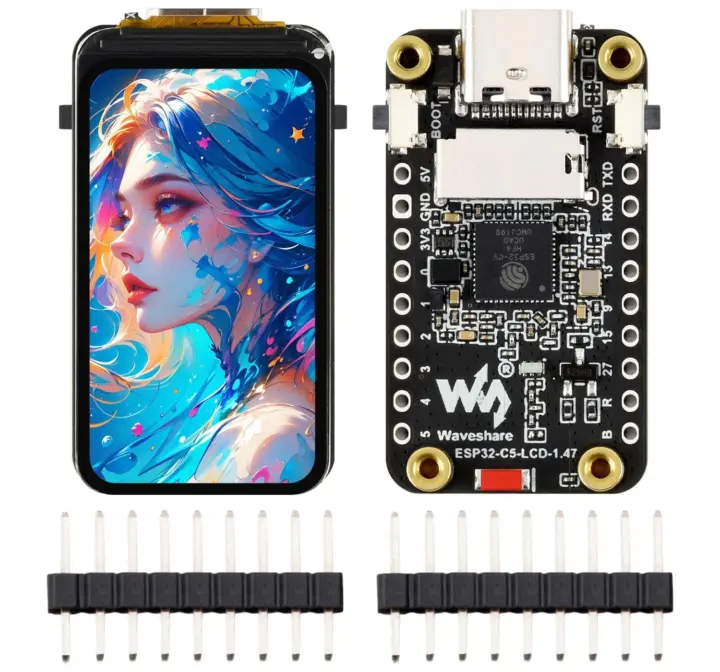 Écran LCD couleur de 1,47 pouces avec microcontrôleur WiFi 6 double bande ESP32-C5