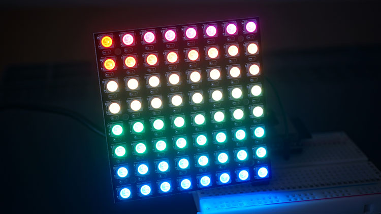 ESP32 : 64 matrices 8x8 LED RVB WS2812B (Arduino IDE) 11 ESP32 64 WS2812B RVB LED 8x8 Matrice Effet Arc-en-ciel Arduino IDE